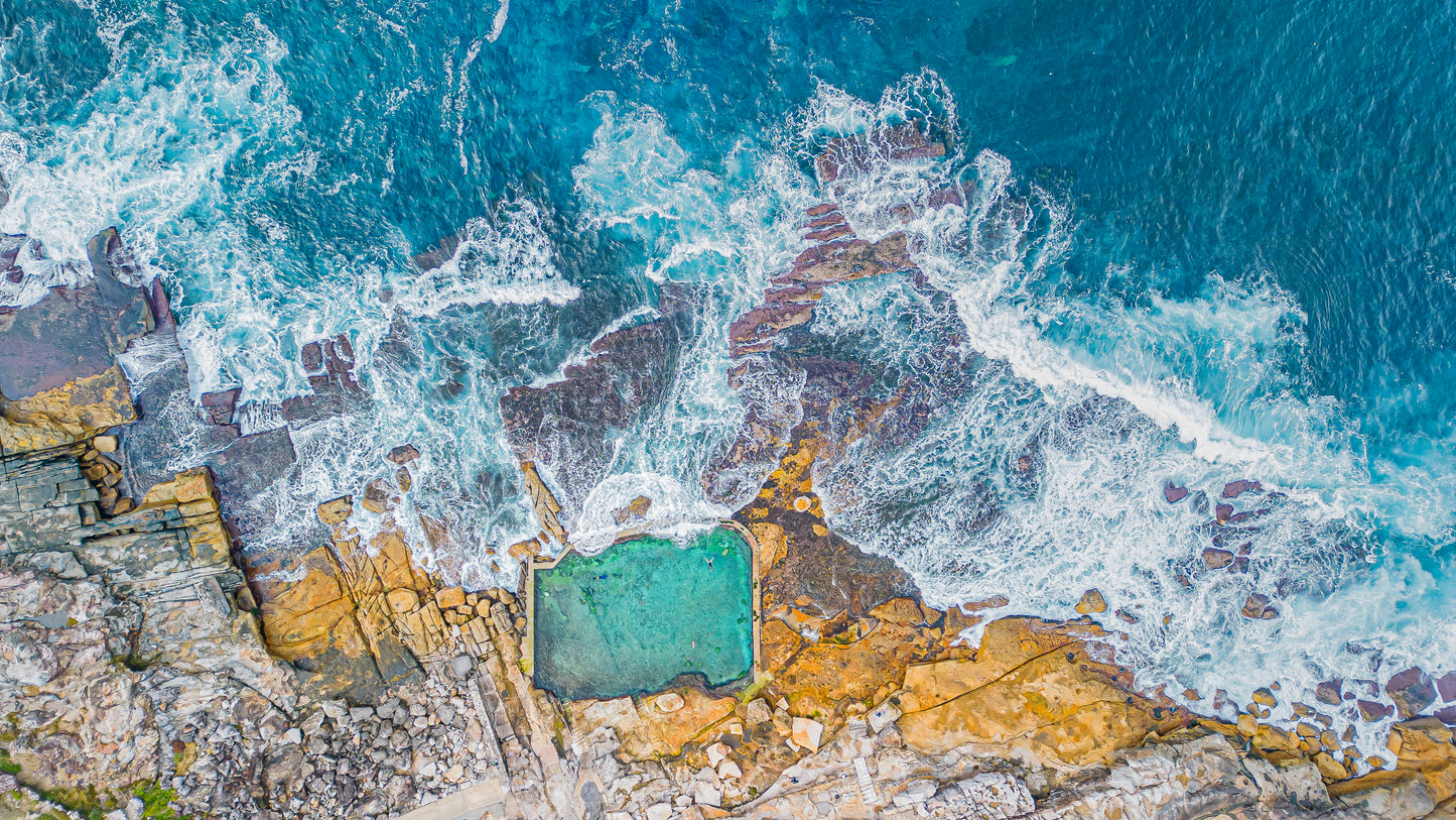 Maroubra Mahon Rock Pool Aerial View - Sydney Coastal Wall Art