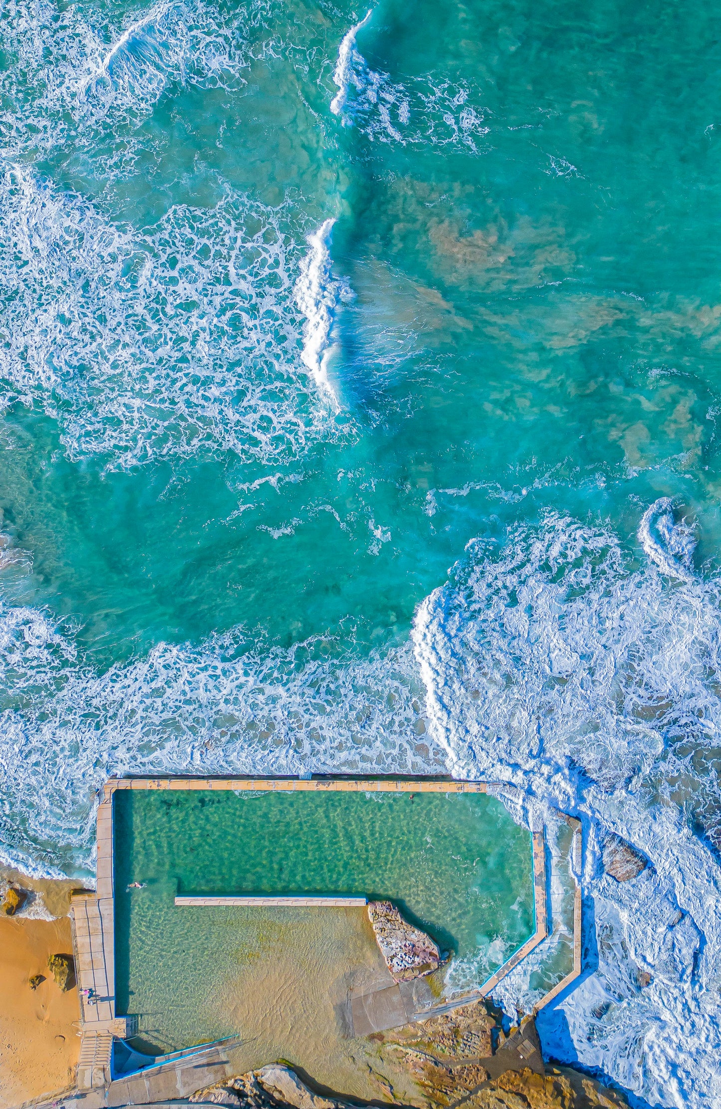 South Curl Curl  Rock Pool Aerial View - Sydney Coastal Wall Art