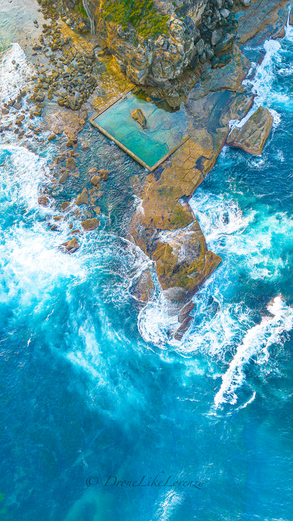 North Curl Curl Rock Pool Aerial View - Sydney Coastal Wall Art
