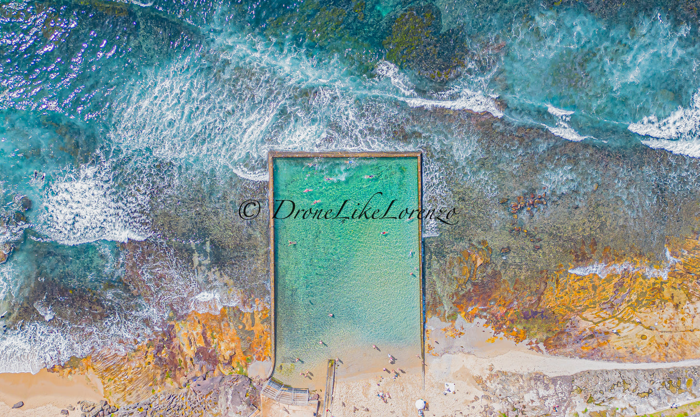 Shelly Beach Rock Pool Aerial View - Sydney Coastal Wall Art